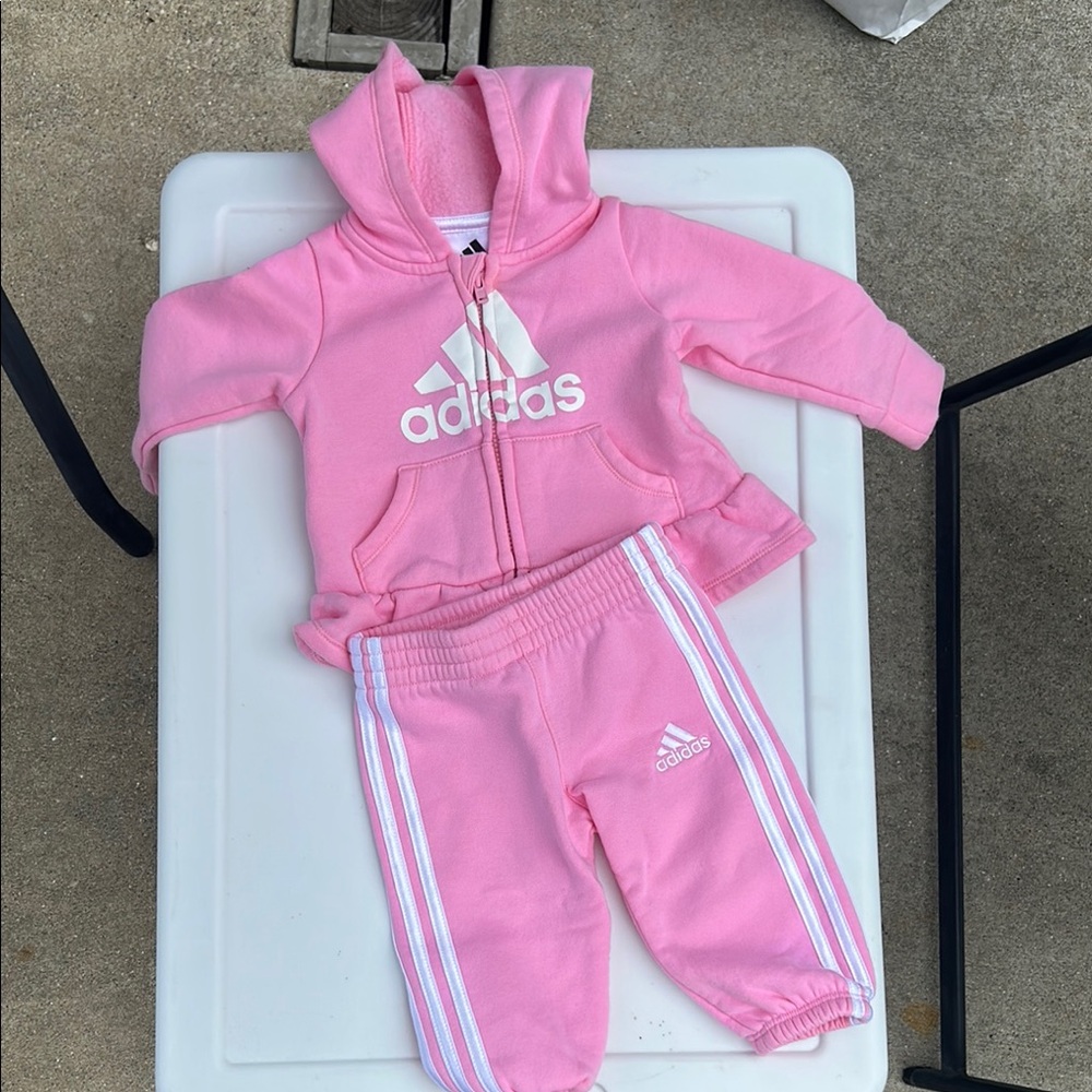 Adidas Pink Infant Hoodie Set